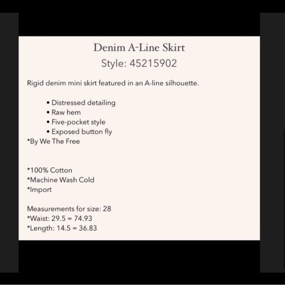 Free People A Line Denim Mini Skirt. - Picture 6 of 6